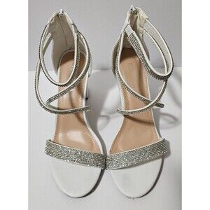Top Moda Rosa-66 Silver Rhinestone Evening Heels Sandals Women's Size 7.5M